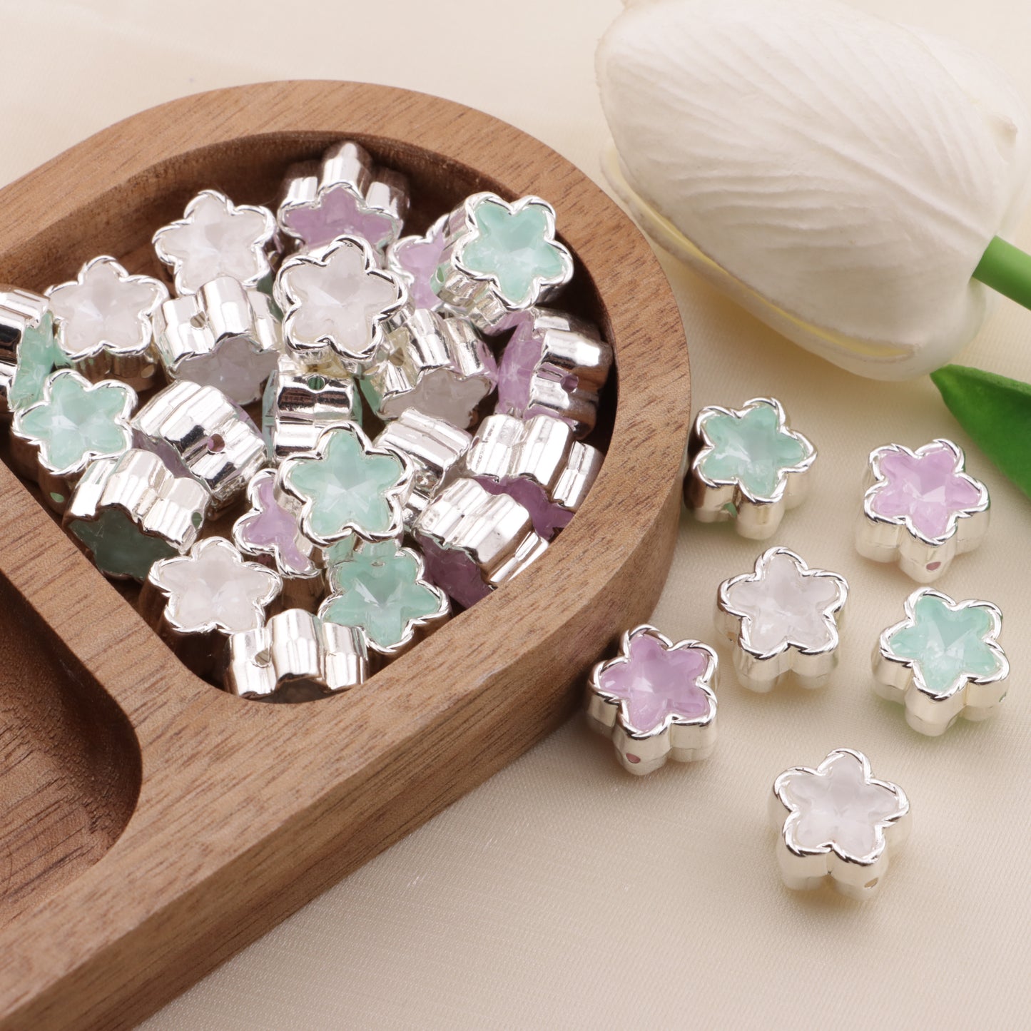 FS6500- About 12MM Star Double Side Zircon Alloy Beads(約12MMスター両面ジルコン合金ビーズ)
