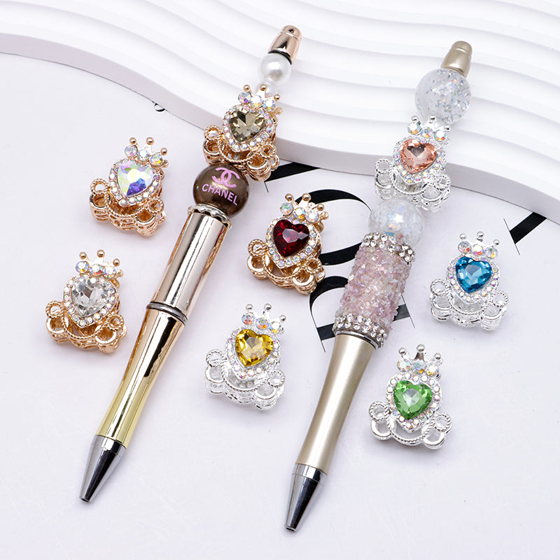 FS4858- Approximately 2.1×2.6×1.5 Cm Alloy Beads Four - Way Heart - Crown Diamond Pumpkin Carriage That Can Pass Through A Pen