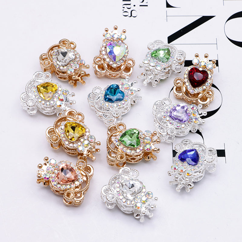 FS4858- Approximately 2.1×2.6×1.5 Cm Alloy Beads Four - Way Heart - Crown Diamond Pumpkin Carriage That Can Pass Through A Pen