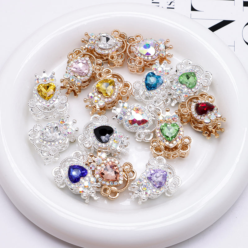 FS4858- Approximately 2.1×2.6×1.5 Cm Alloy Beads Four - Way Heart - Crown Diamond Pumpkin Carriage That Can Pass Through A Pen