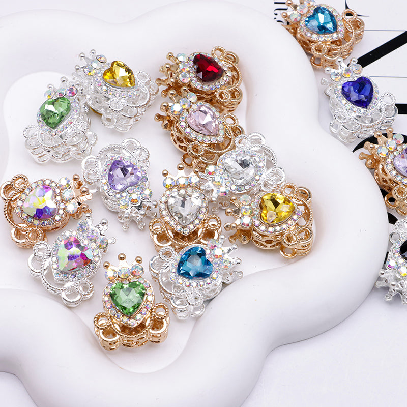 FS4858- Approximately 2.1×2.6×1.5 Cm Alloy Beads Four - Way Heart - Crown Diamond Pumpkin Carriage That Can Pass Through A Pen