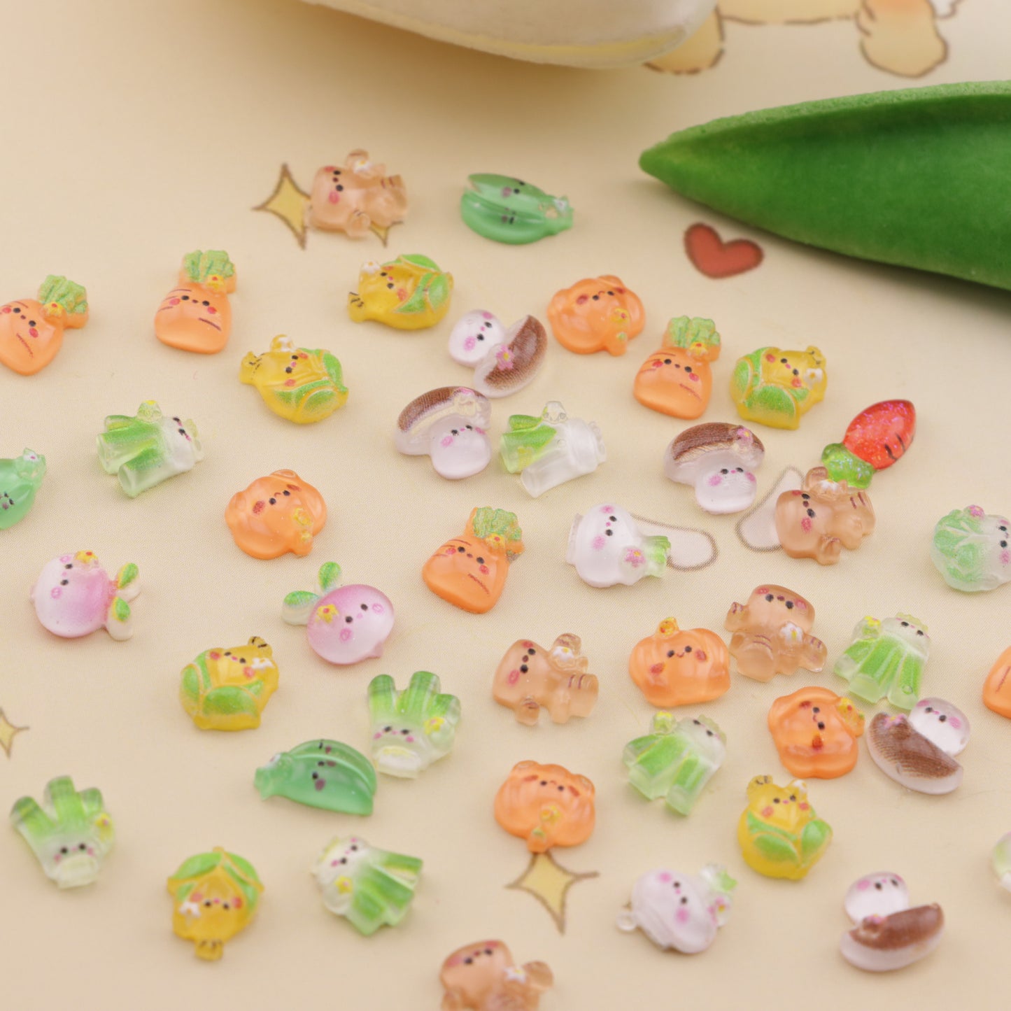 FS6508- About 6×7mm Ice Transparent Vegetable Series Nail Stickers