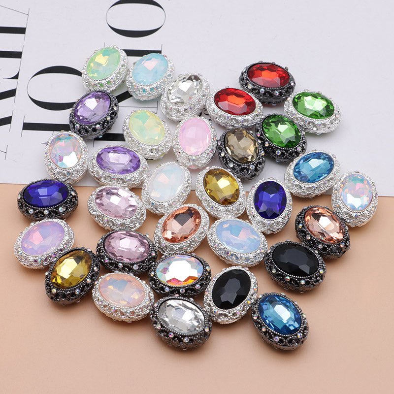 FS0358- Oval Diamond Alloy Beads