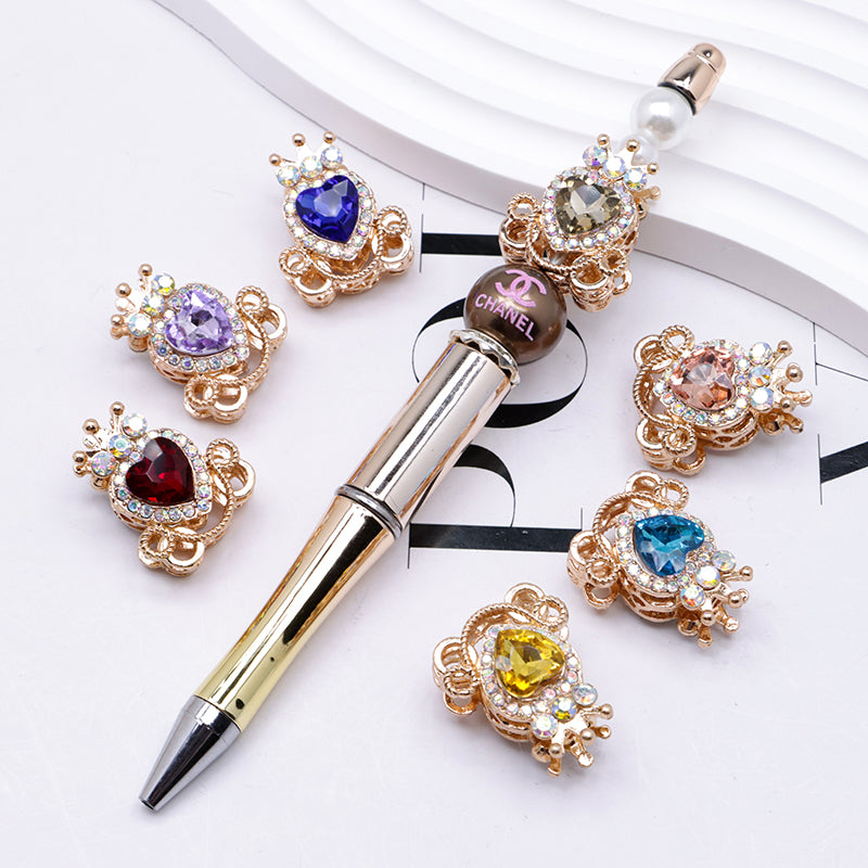FS4858- Approximately 2.1×2.6×1.5 Cm Alloy Beads Four - Way Heart - Crown Diamond Pumpkin Carriage That Can Pass Through A Pen