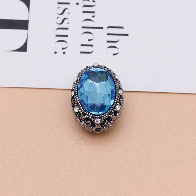 FS0358- Oval Diamond Alloy Beads
