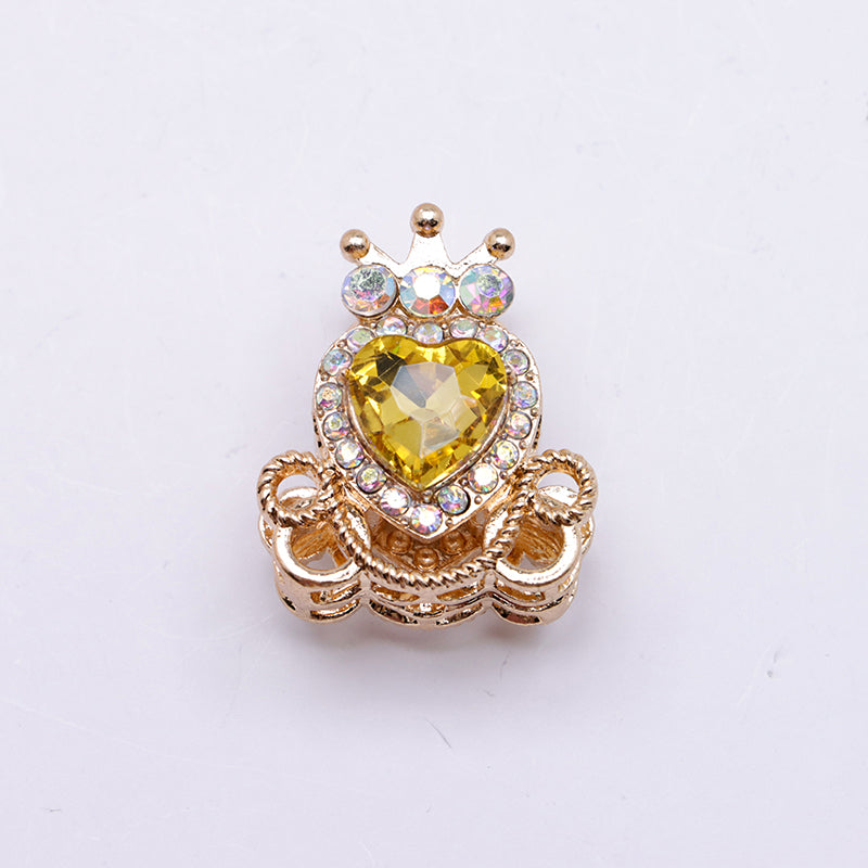 FS4858- Approximately 2.1×2.6×1.5 Cm Alloy Beads Four - Way Heart - Crown Diamond Pumpkin Carriage That Can Pass Through A Pen
