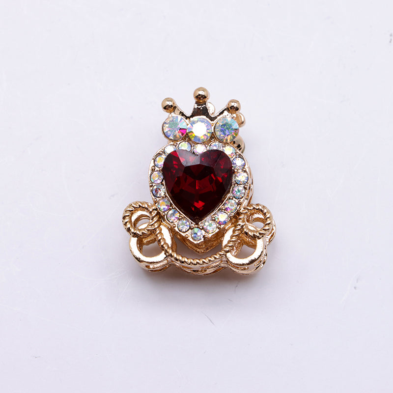 FS4858- Approximately 2.1×2.6×1.5 Cm Alloy Beads Four - Way Heart - Crown Diamond Pumpkin Carriage That Can Pass Through A Pen