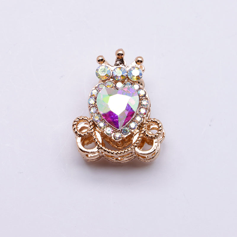FS4858- Approximately 2.1×2.6×1.5 Cm Alloy Beads Four - Way Heart - Crown Diamond Pumpkin Carriage That Can Pass Through A Pen