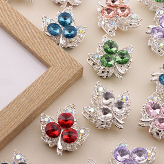 FS6487- Approximately 3.4×3.1×1.8Cm Double-Sided Three-Dimensional Maple Leaf Alloy Beads