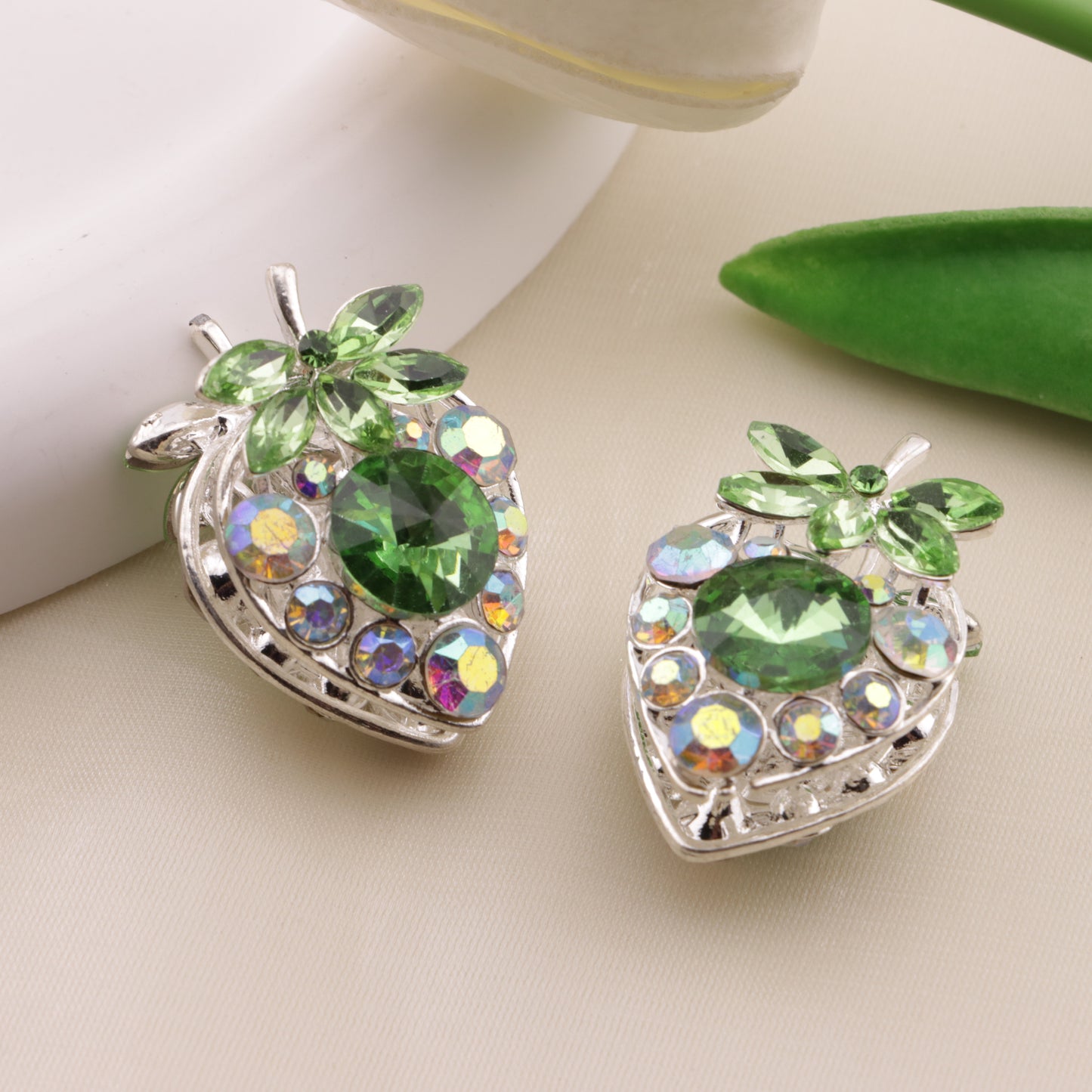 FS6492- Approximately 34×23mm Double-Sided Drilled Strawberry Four-Way Alloy Beads