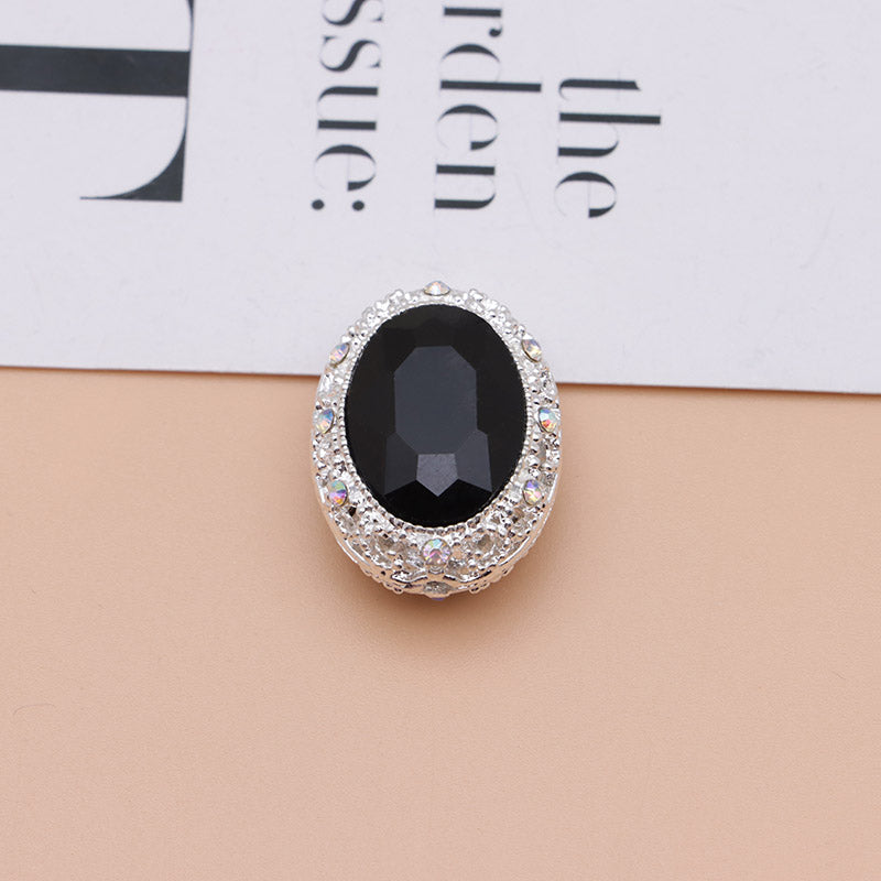 FS0358- Oval Diamond Alloy Beads
