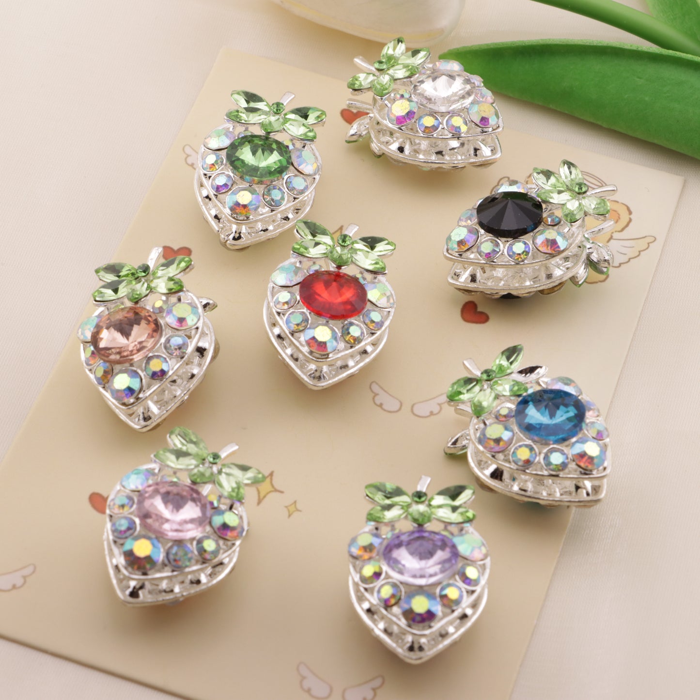 FS6492- Approximately 34×23mm Double-Sided Drilled Strawberry Four-Way Alloy Beads