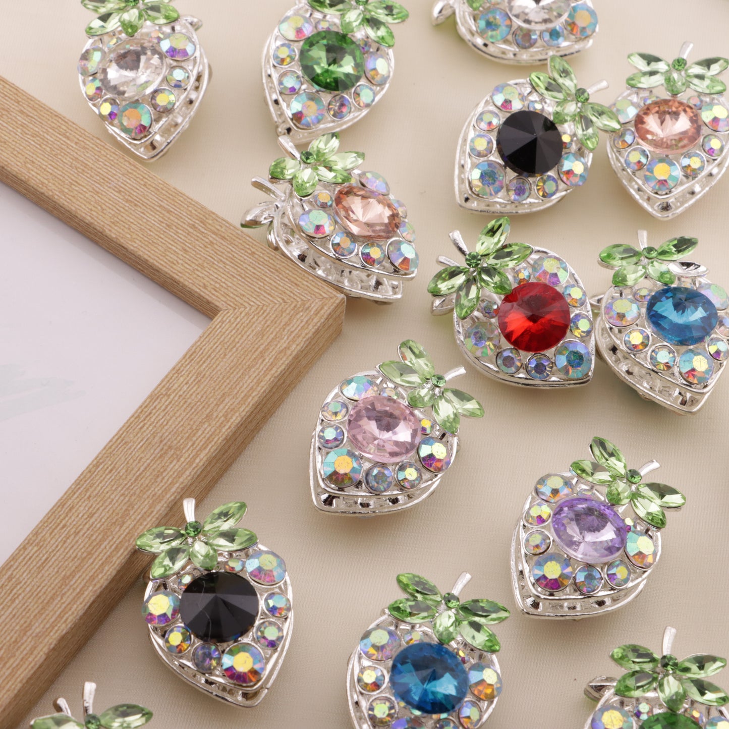 FS6492- Approximately 34×23mm Double-Sided Drilled Strawberry Four-Way Alloy Beads