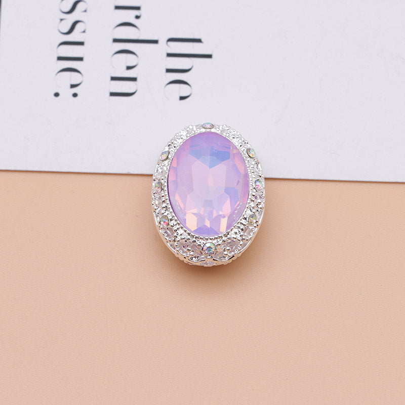 FS0358- Oval Diamond Alloy Beads