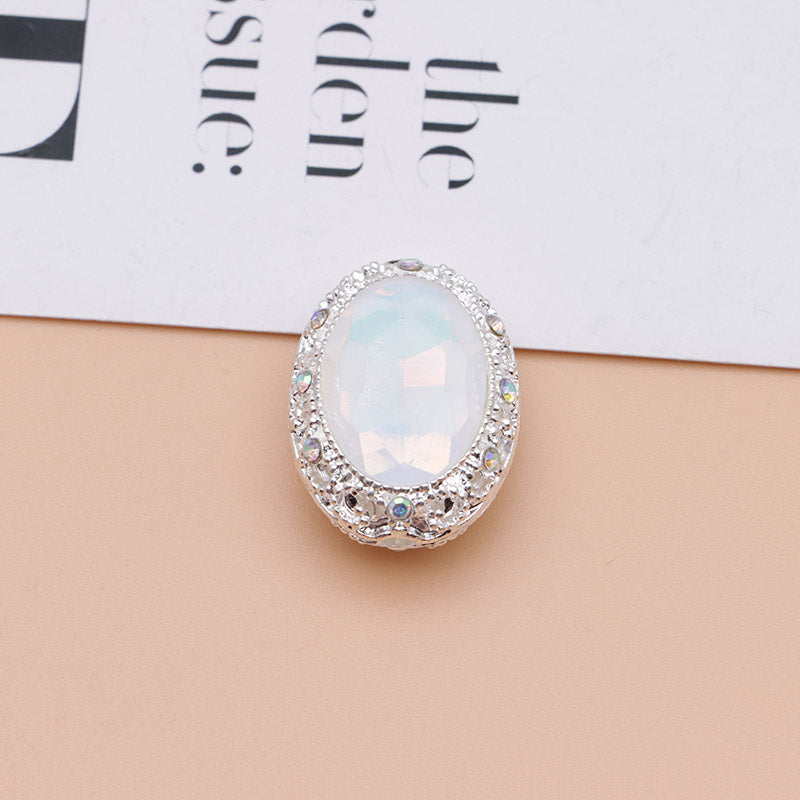 FS0358- Oval Diamond Alloy Beads