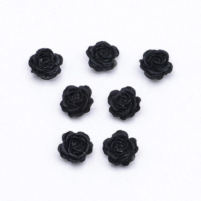 FS5373- 10mm Black Soft Flower Charms Pure Black Soft Flower Patches