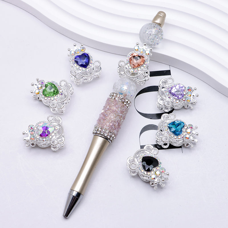FS4858- Approximately 2.1×2.6×1.5 Cm Alloy Beads Four - Way Heart - Crown Diamond Pumpkin Carriage That Can Pass Through A Pen