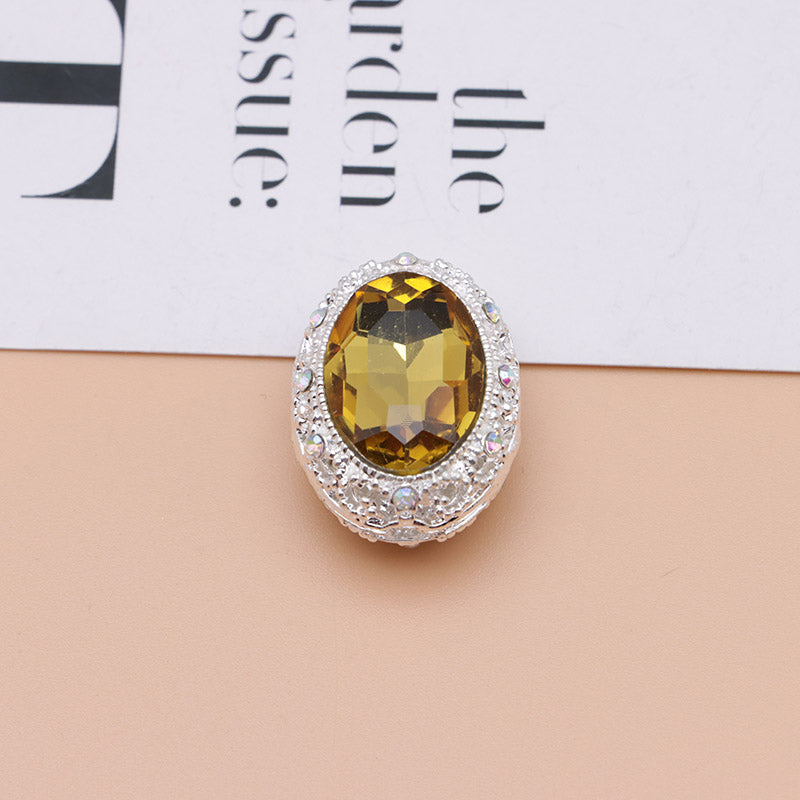 FS0358- Oval Diamond Alloy Beads