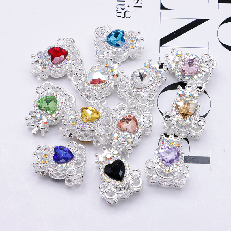 FS4858- Approximately 2.1×2.6×1.5 Cm Alloy Beads Four - Way Heart - Crown Diamond Pumpkin Carriage That Can Pass Through A Pen