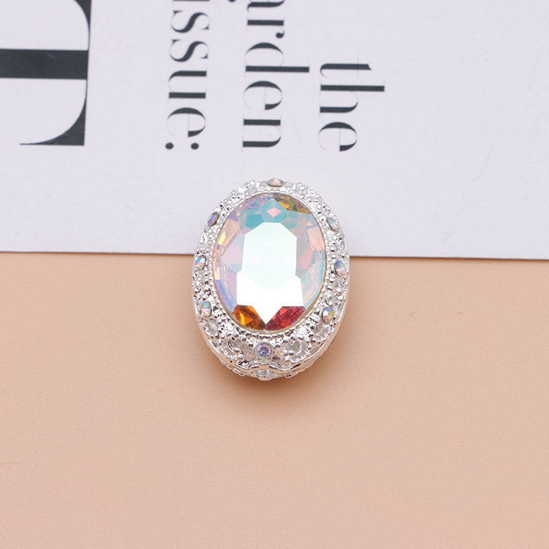 FS0358- Oval Diamond Alloy Beads