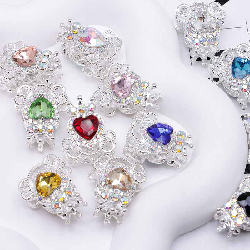 FS4858- Approximately 2.1×2.6×1.5 Cm Alloy Beads Four - Way Heart - Crown Diamond Pumpkin Carriage That Can Pass Through A Pen