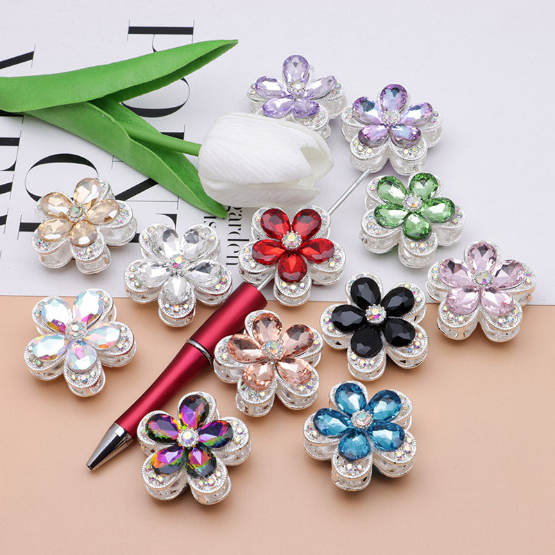 FS4833- 3.6×3.6 Cm Alloy Hollow-out Five-petal Alloy Beads That Can Pass A Pen