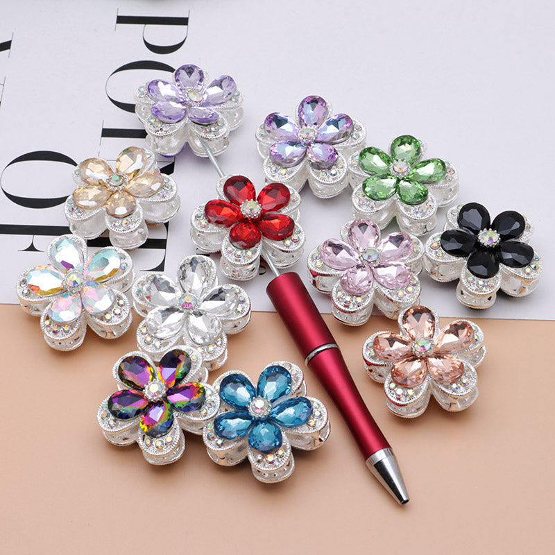 FS4833- 3.6×3.6 Cm Alloy Hollow-out Five-petal Alloy Beads That Can Pass A Pen