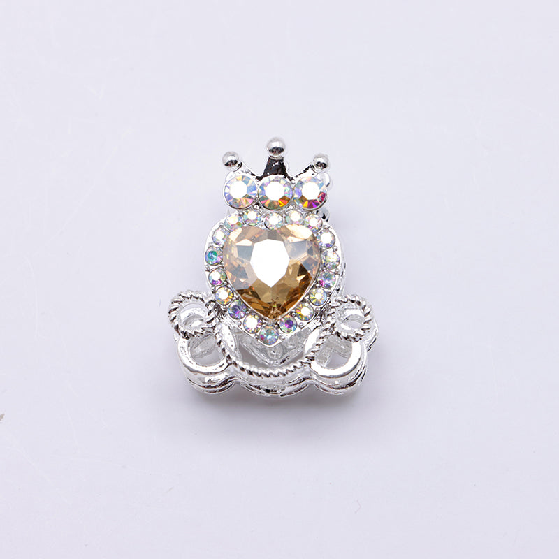 FS4858- Approximately 2.1×2.6×1.5 Cm Alloy Beads Four - Way Heart - Crown Diamond Pumpkin Carriage That Can Pass Through A Pen
