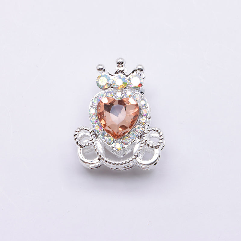 FS4858- Approximately 2.1×2.6×1.5 Cm Alloy Beads Four - Way Heart - Crown Diamond Pumpkin Carriage That Can Pass Through A Pen
