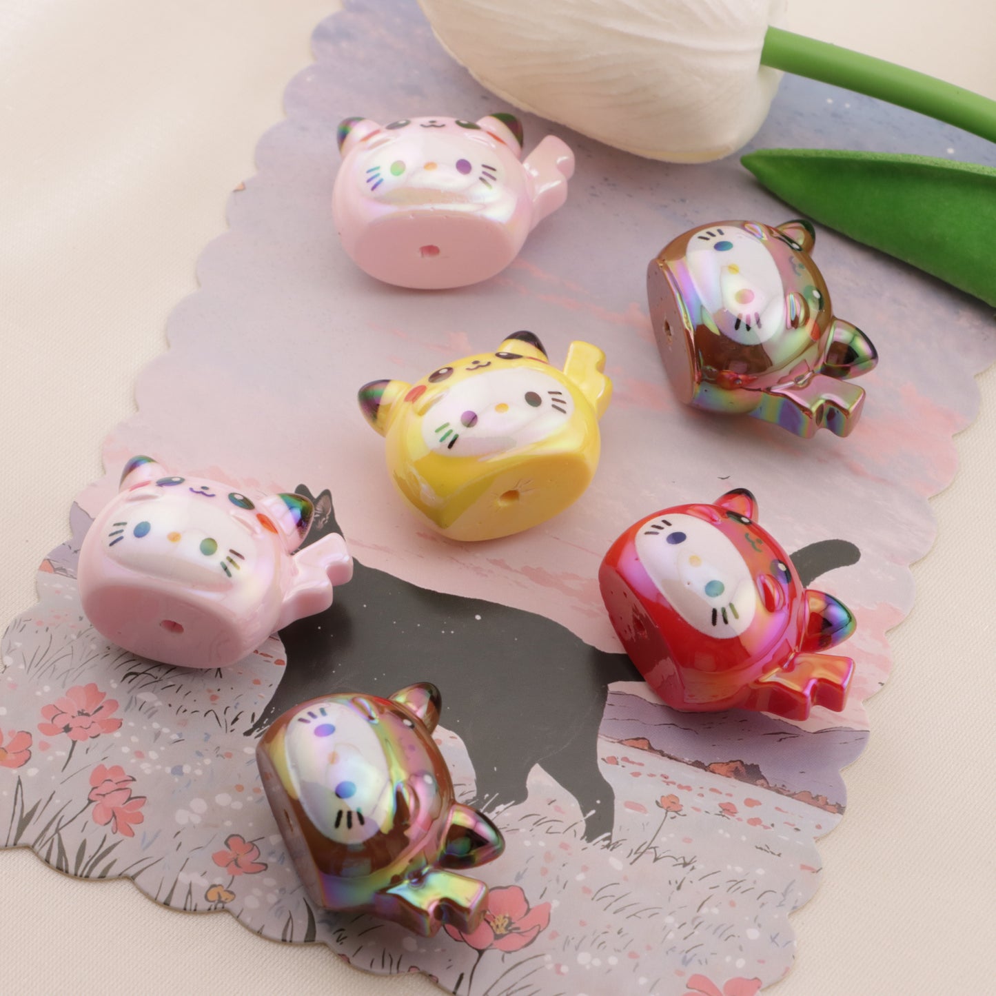FS6566- About 29*22mm UV HK Kitty Pikachu Beads Beads Fit For Pen