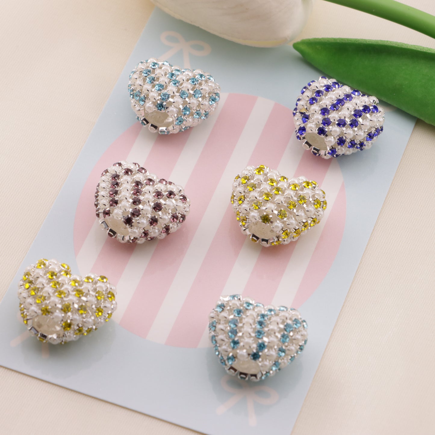 FS6559- 20*18 Pearl Chain Love Heart Beads Pearl Diamond Chain Love Heart Beads