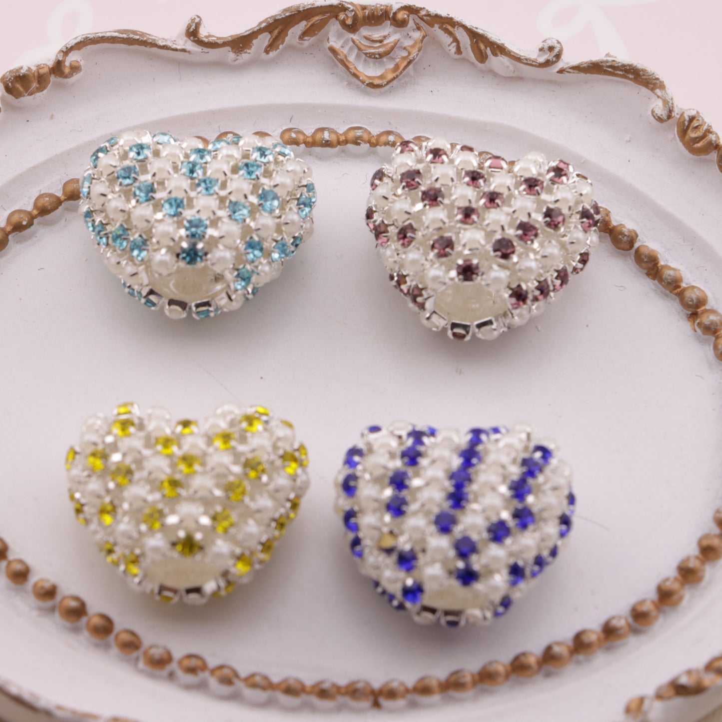 FS6559- 20*18 Pearl Chain Love Heart Beads Pearl Diamond Chain Love Heart Beads