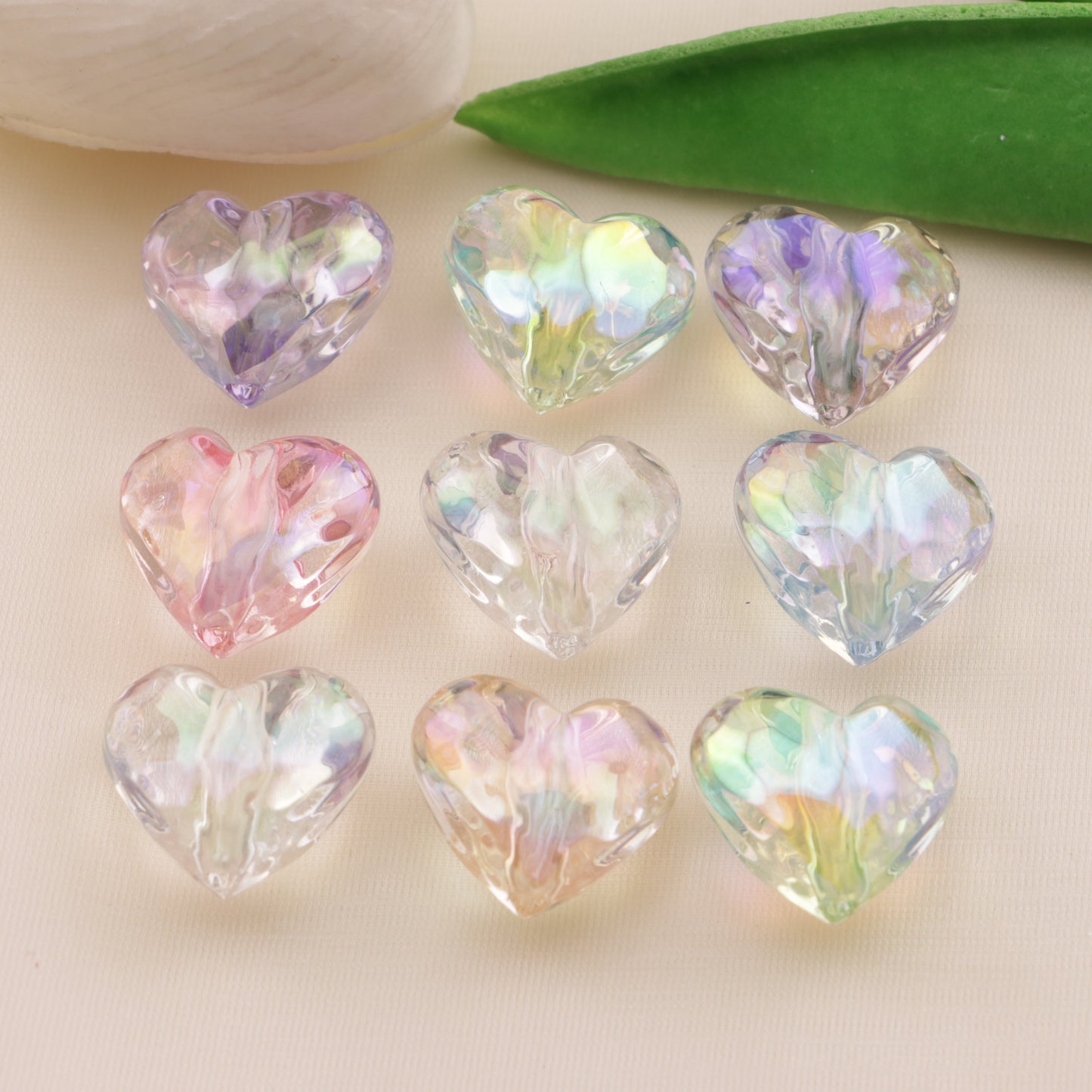 FS6552- 19×17mm UV Faceted Heart Beads UV Faceted Heart Beads Fit For Pen