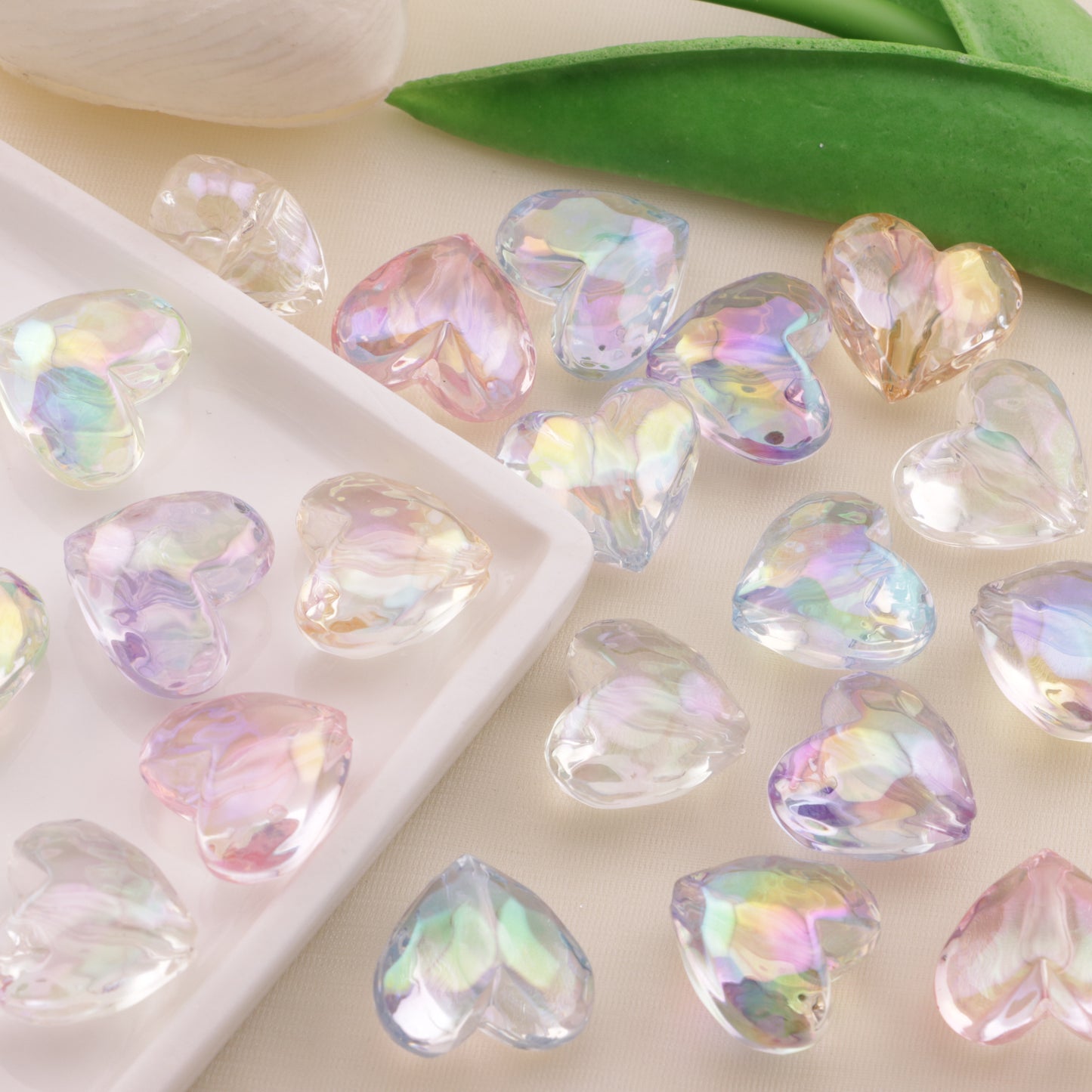 FS6552- 19×17mm UV Faceted Heart Beads UV Faceted Heart Beads Fit For Pen