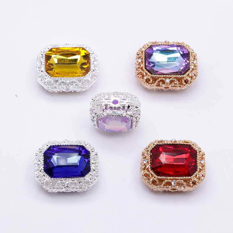 FS4849- Approximately 21×17mm Double-Sided Zirconium Diamond Alloy Beads Four-Way Pen-Passing