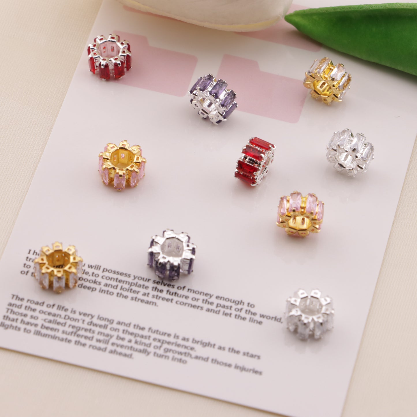 FS6551- Diameter 9Mm, Thickness 5Mm, Zircon Diamond Metal Spacers Zircon Diamond Metal Spacer Beads