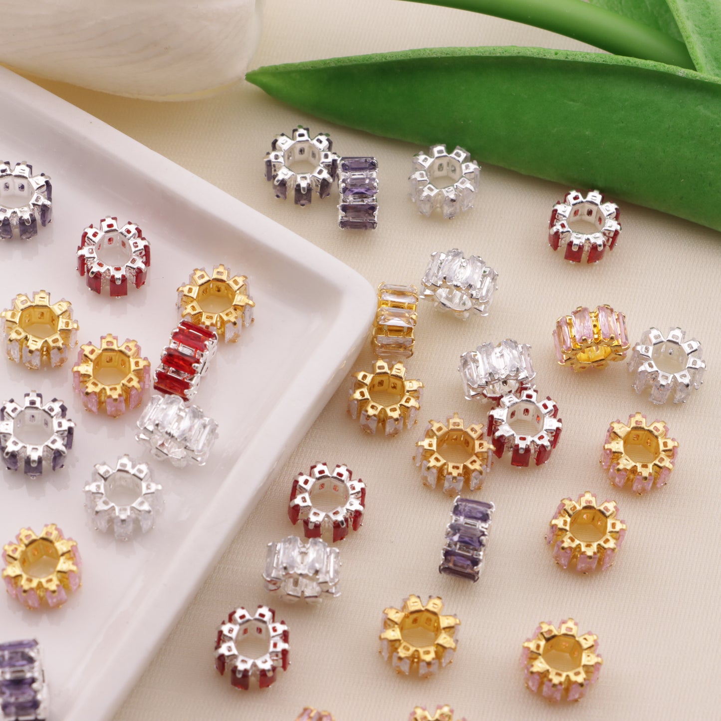 FS6551- Diameter 9Mm, Thickness 5Mm, Zircon Diamond Metal Spacers Zircon Diamond Metal Spacer Beads
