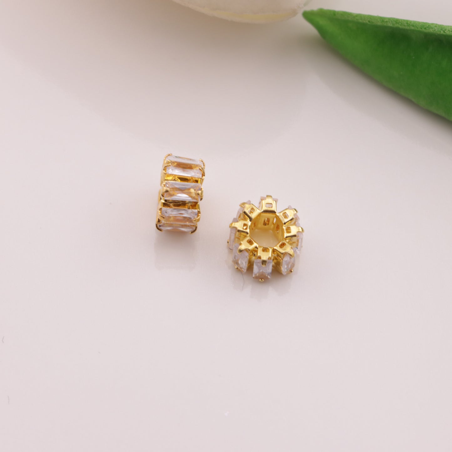 FS6551- Diameter 9Mm, Thickness 5Mm, Zircon Diamond Metal Spacers Zircon Diamond Metal Spacer Beads