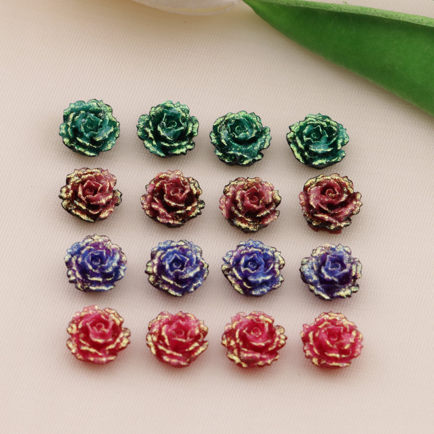 FS6554- 10mm Luminous Soft Flower Charms Ye Guang Ruan Hua Tie Pian