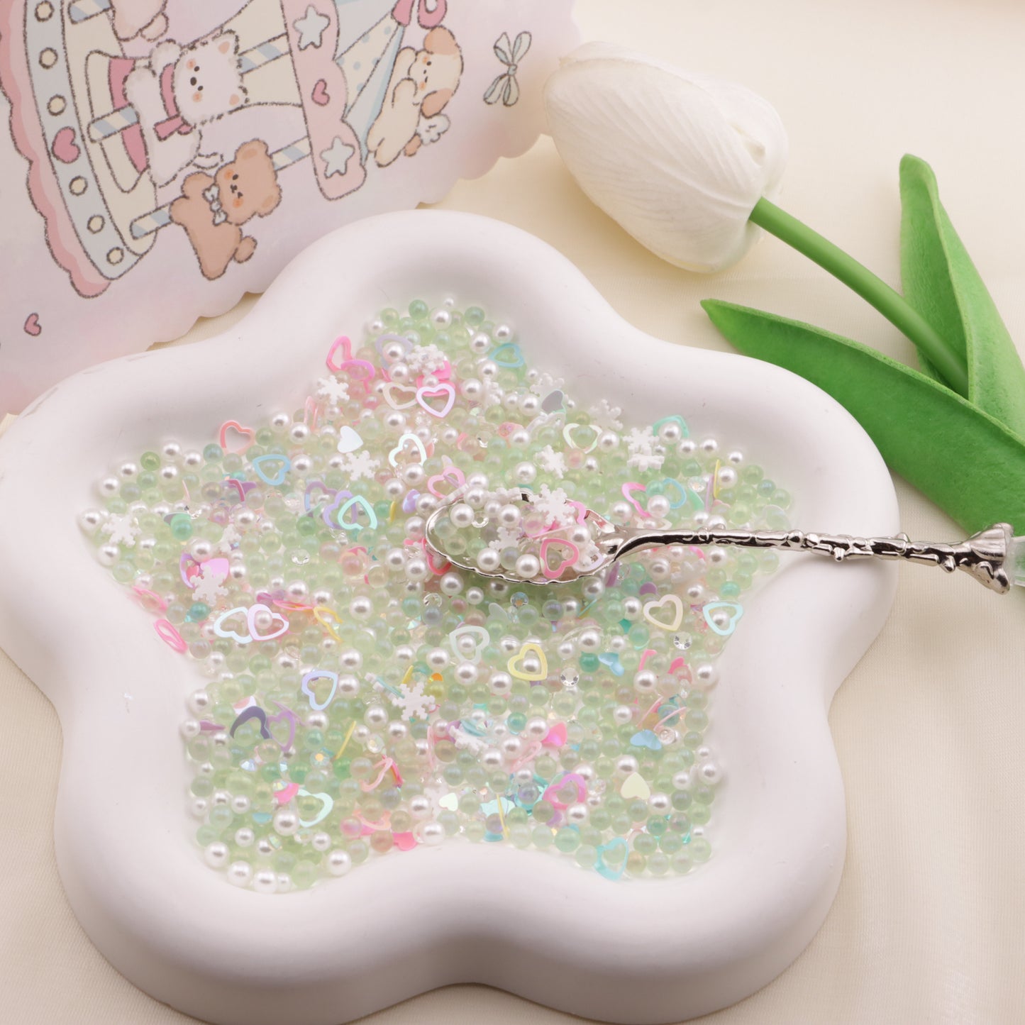 FS6570- 2-5mm Mixed Refills Pearl + Rhinestone + Glass Bead + Heart Flash + Love Sequins