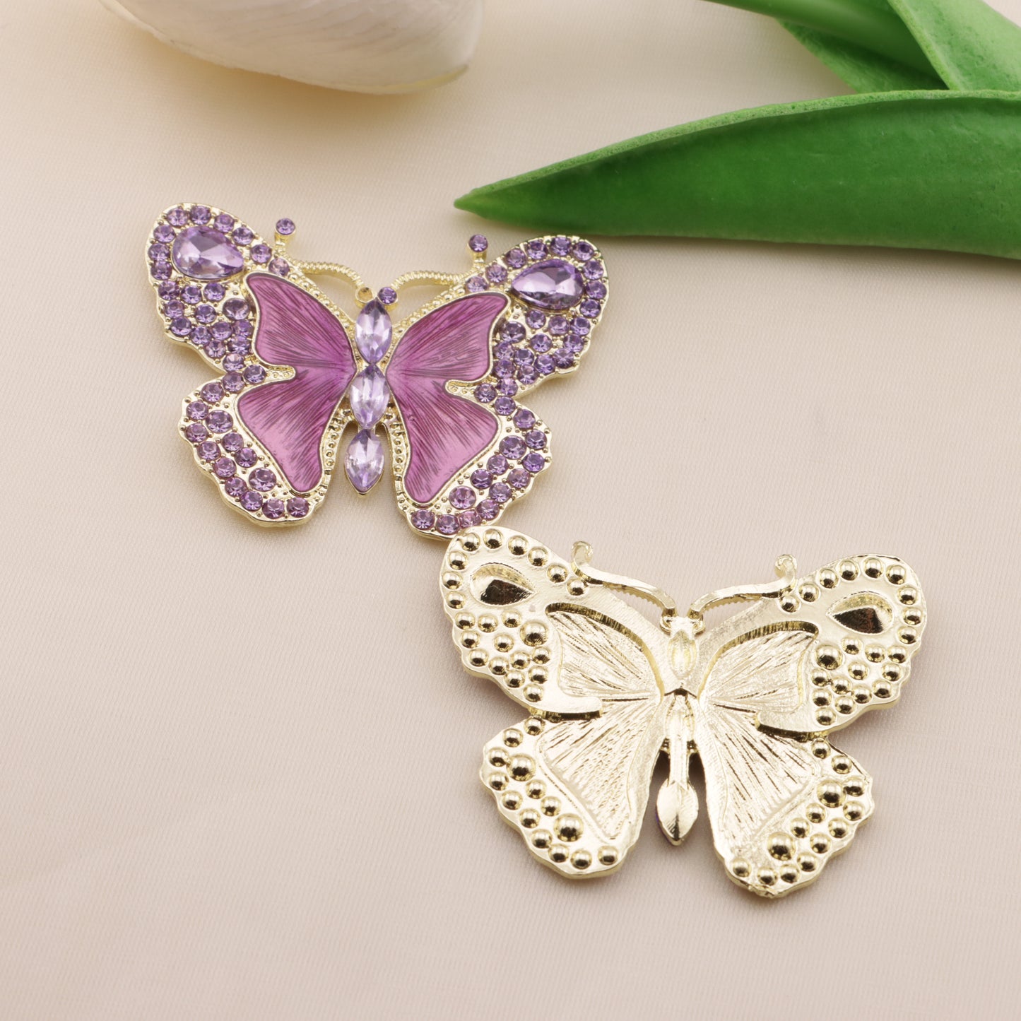 FS6573- About 51*40mm Full Diamond Butterfly Metal Patch
