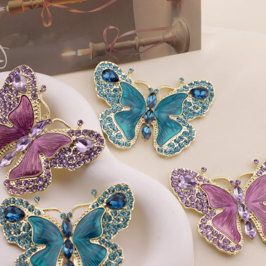 FS6573- About 51*40mm Full Diamond Butterfly Metal Patch