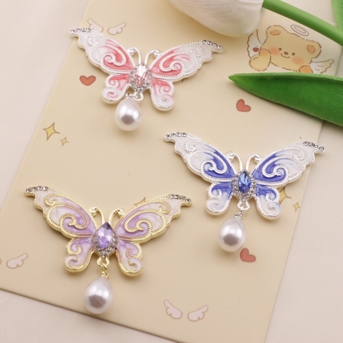 FS6572- 56*33Mm Dripping Oil Butterfly Metal Patch