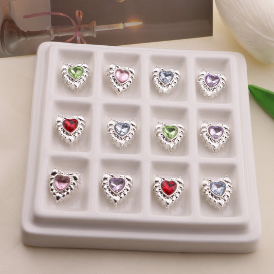 FS6574- 13*14 Feather Double-Sided Love 4-Hole Metal Bead