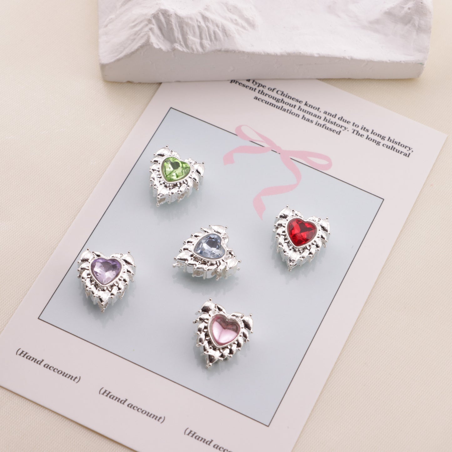 FS6574- 13*14 Feather Double-Sided Love 4-Hole Metal Bead