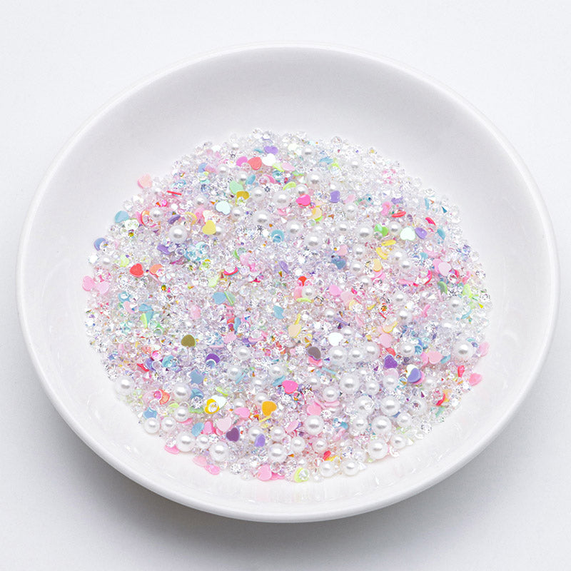 FS5332- 2mm - 4mm Mixed Refills Love - shaped Glitter + Diamonds + Pearls Filler