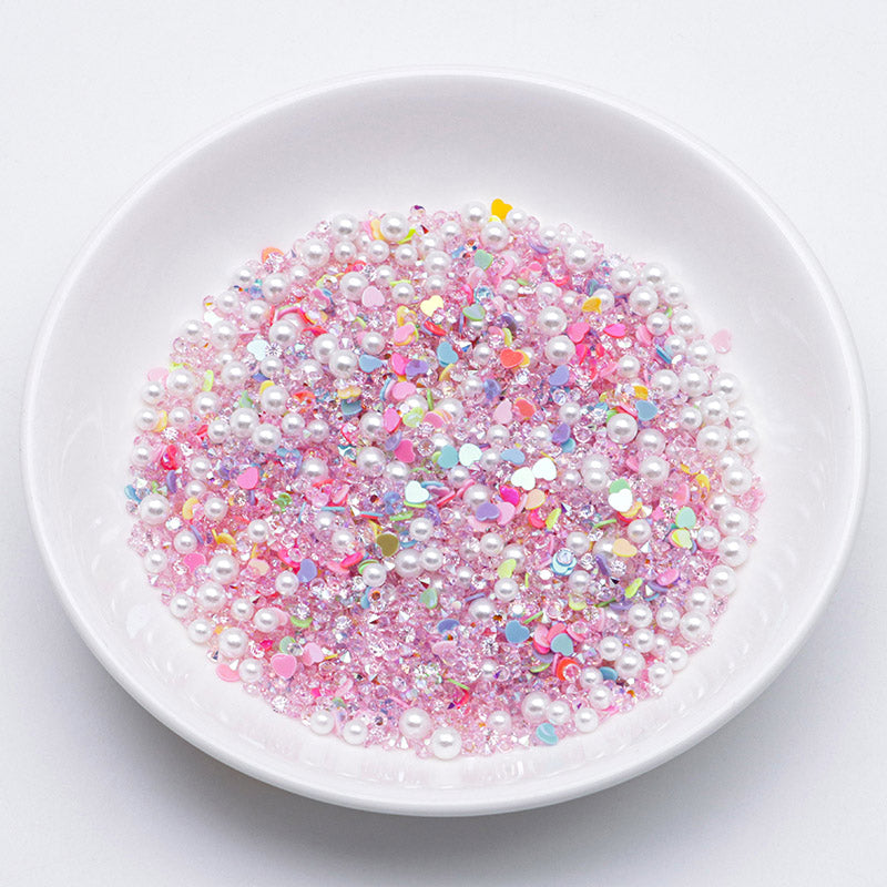 FS5332- 2mm - 4mm Mixed Refills Love - shaped Glitter + Diamonds + Pearls Filler
