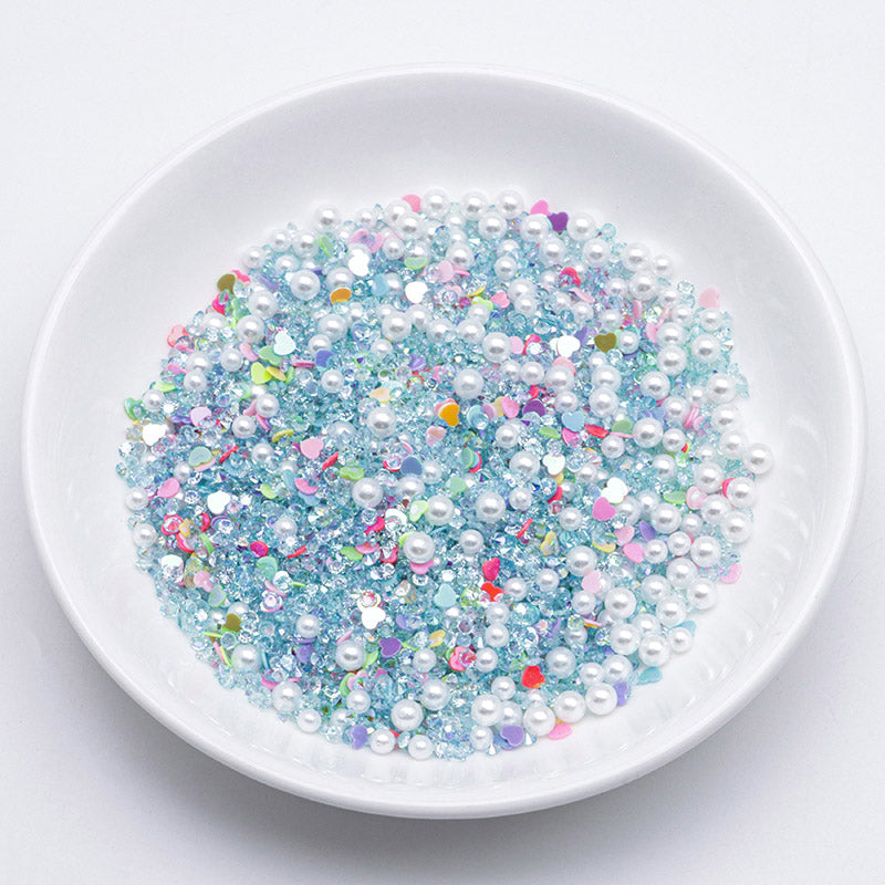 FS5332- 2mm - 4mm Mixed Refills Love - shaped Glitter + Diamonds + Pearls Filler