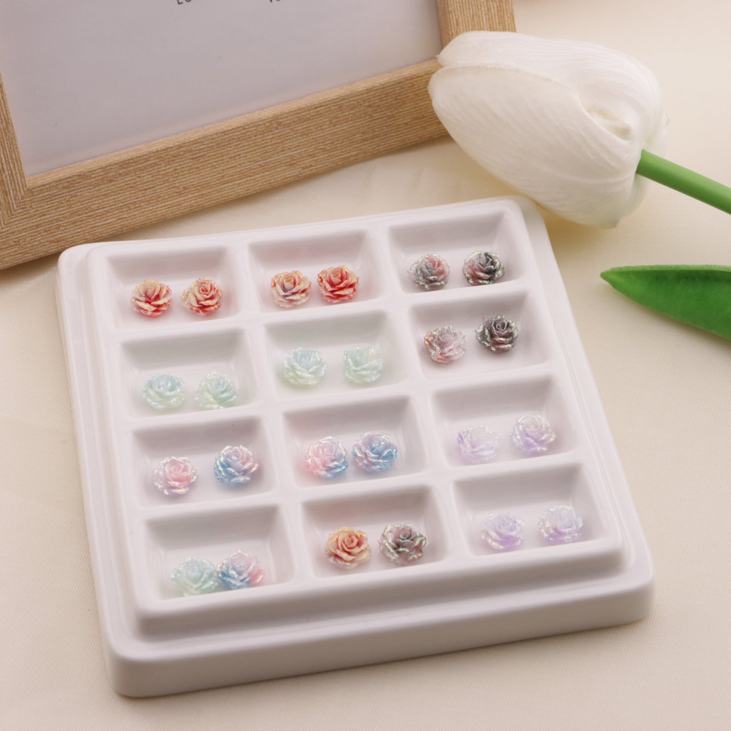 FS6568- 8mm Luminous Soft Flower Charms Luminous Soft Flower Stickers