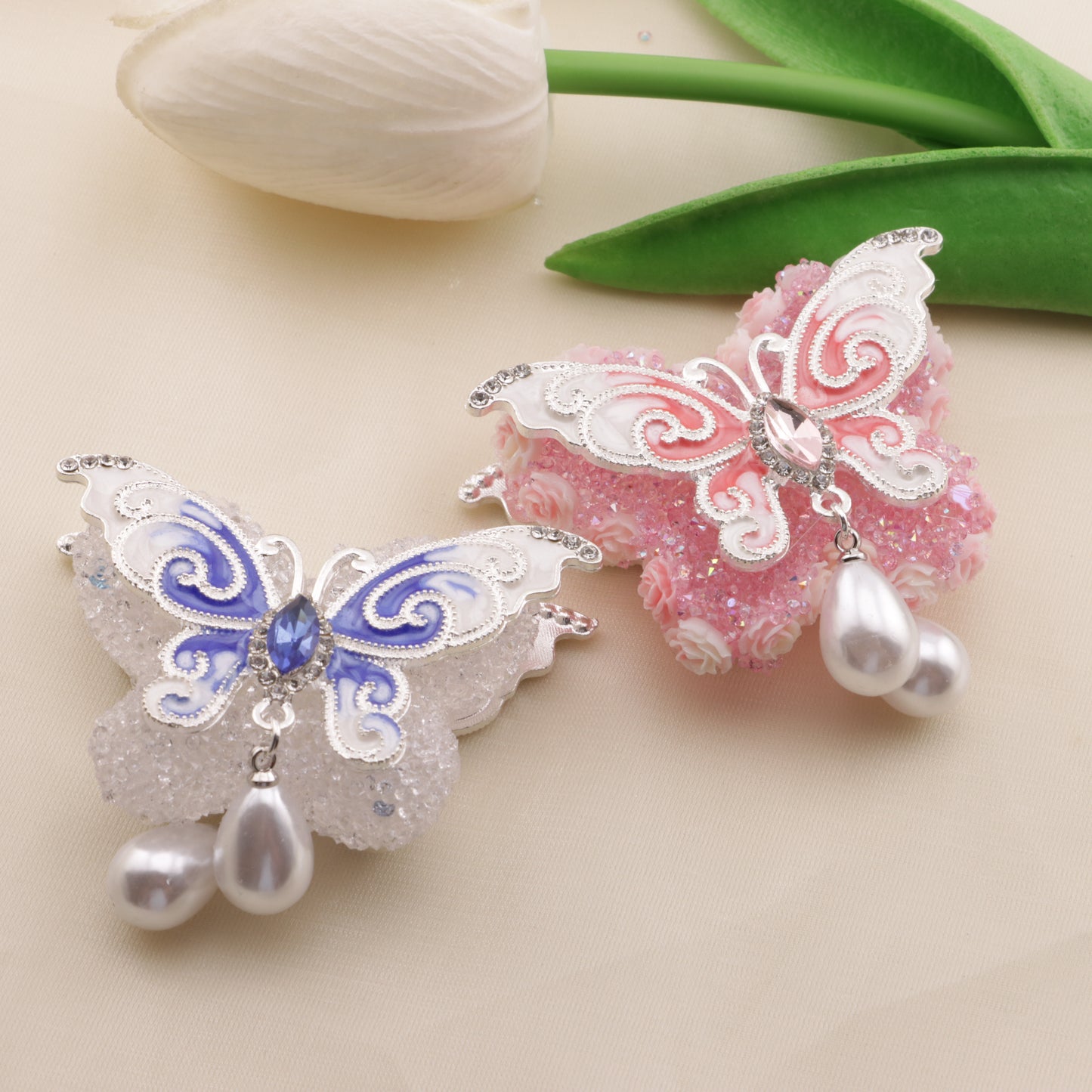 FS6572- 56*33Mm Dripping Oil Butterfly Metal Patch